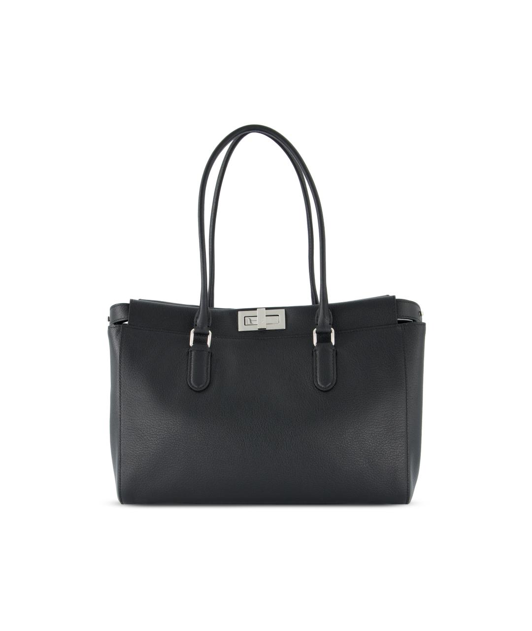 FENDI Черная кожаная сумка тоут, фото 5