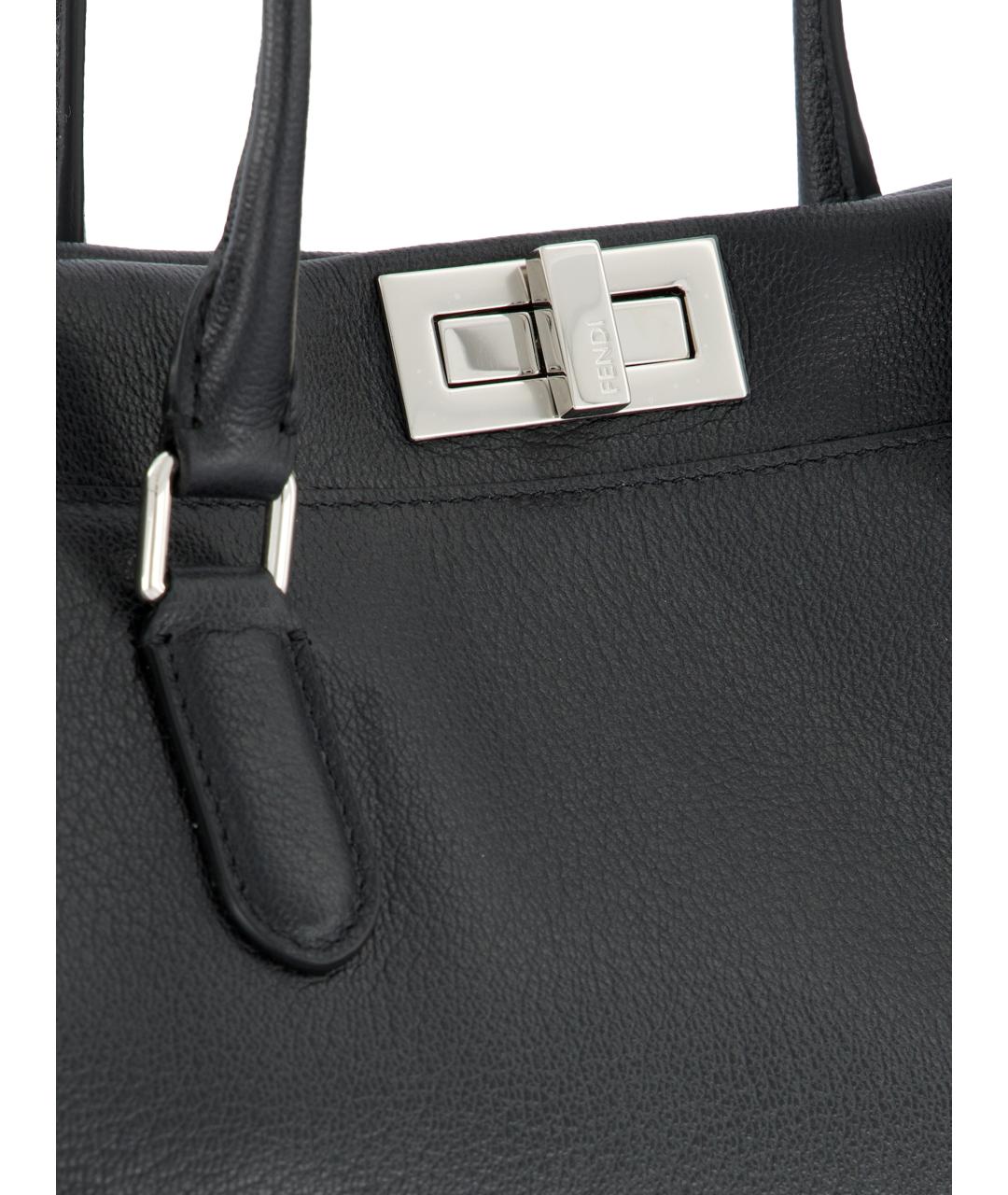 FENDI Черная кожаная сумка тоут, фото 4