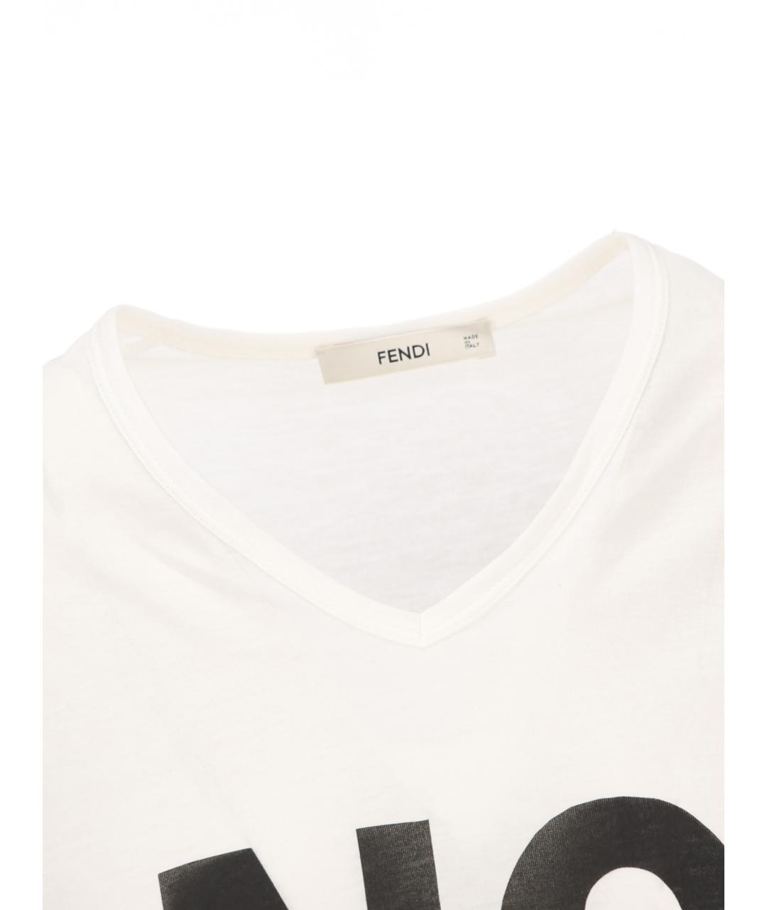 FENDI Белая хлопковая футболка, фото 3