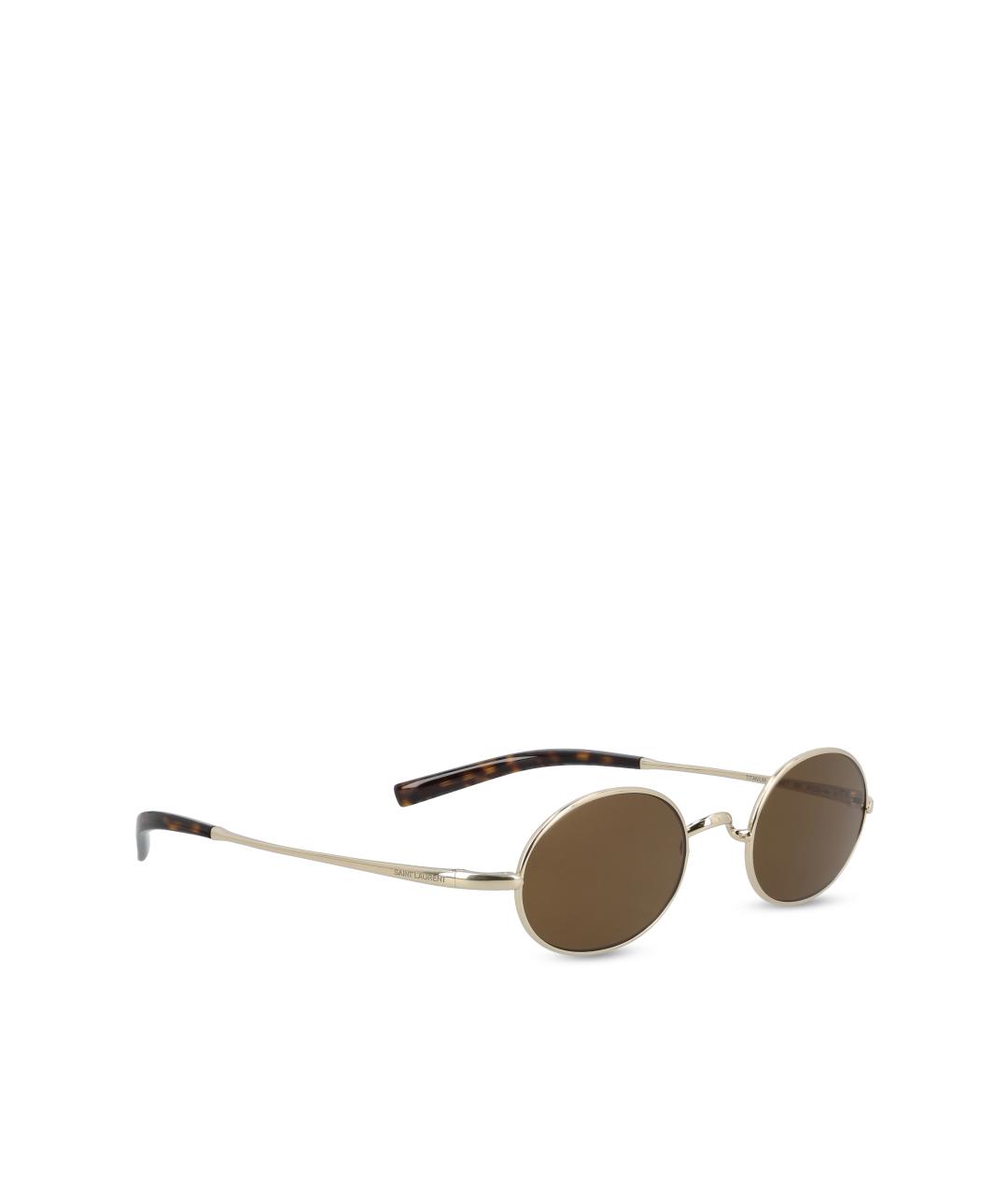 SAINT LAURENT Золотые металлические солнцезащитные очки, фото 2
