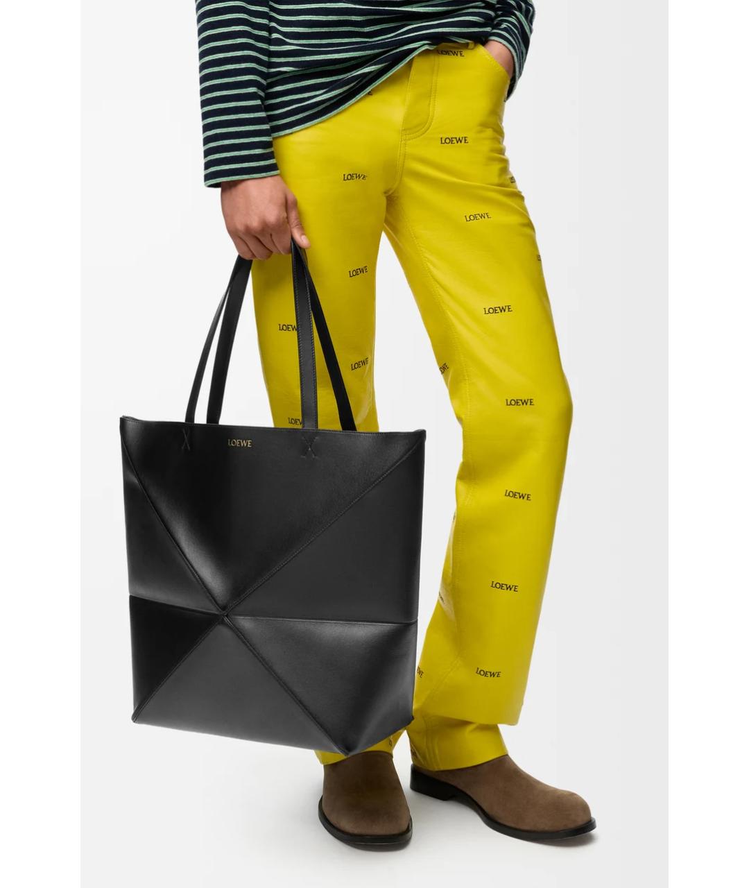 LOEWE Черная кожаная сумка тоут, фото 5