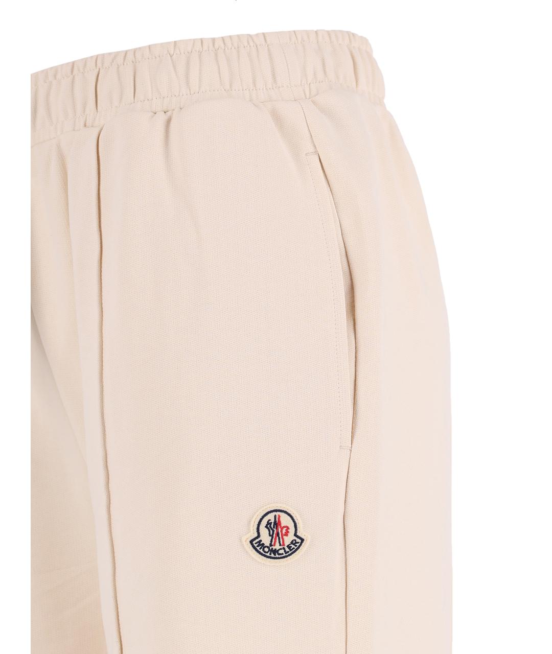 MONCLER Бежевые хлопковые спортивные брюки и шорты, фото 4