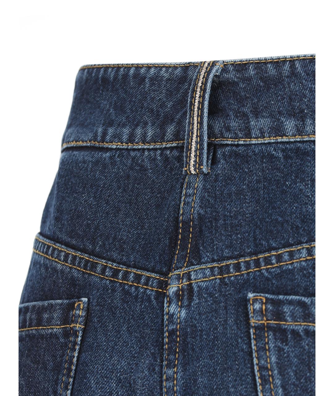 BRUNELLO CUCINELLI Синие хлопковые прямые джинсы, фото 4
