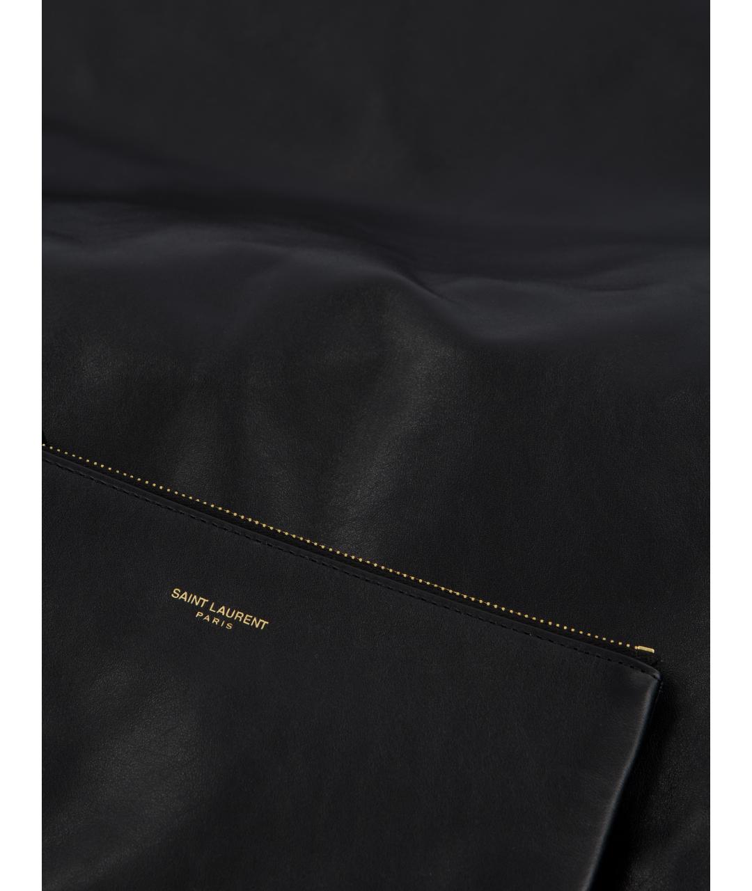 SAINT LAURENT Черная кожаная сумка тоут, фото 4