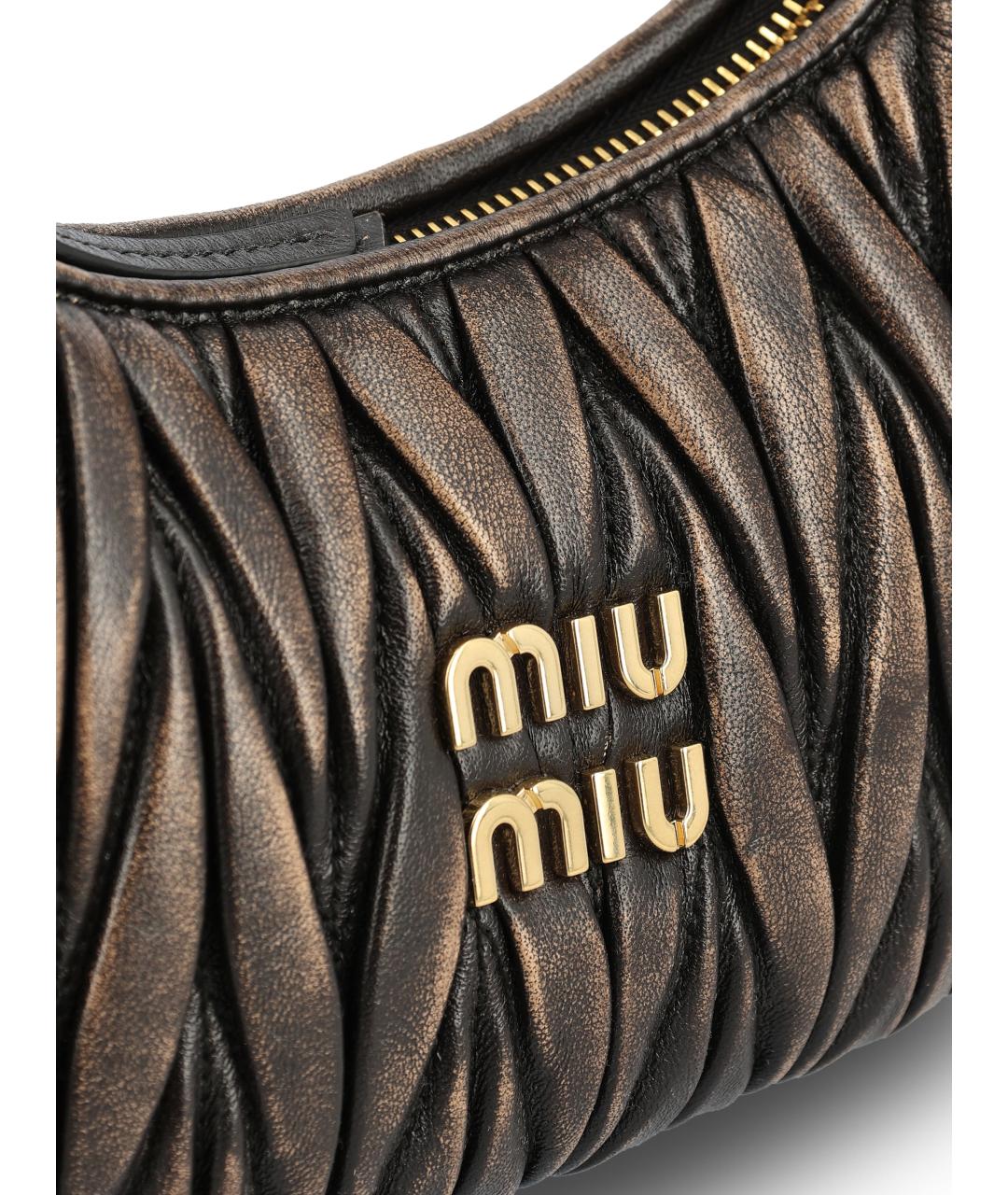 MIU MIU Коричневая кожаная сумка с короткими ручками, фото 4