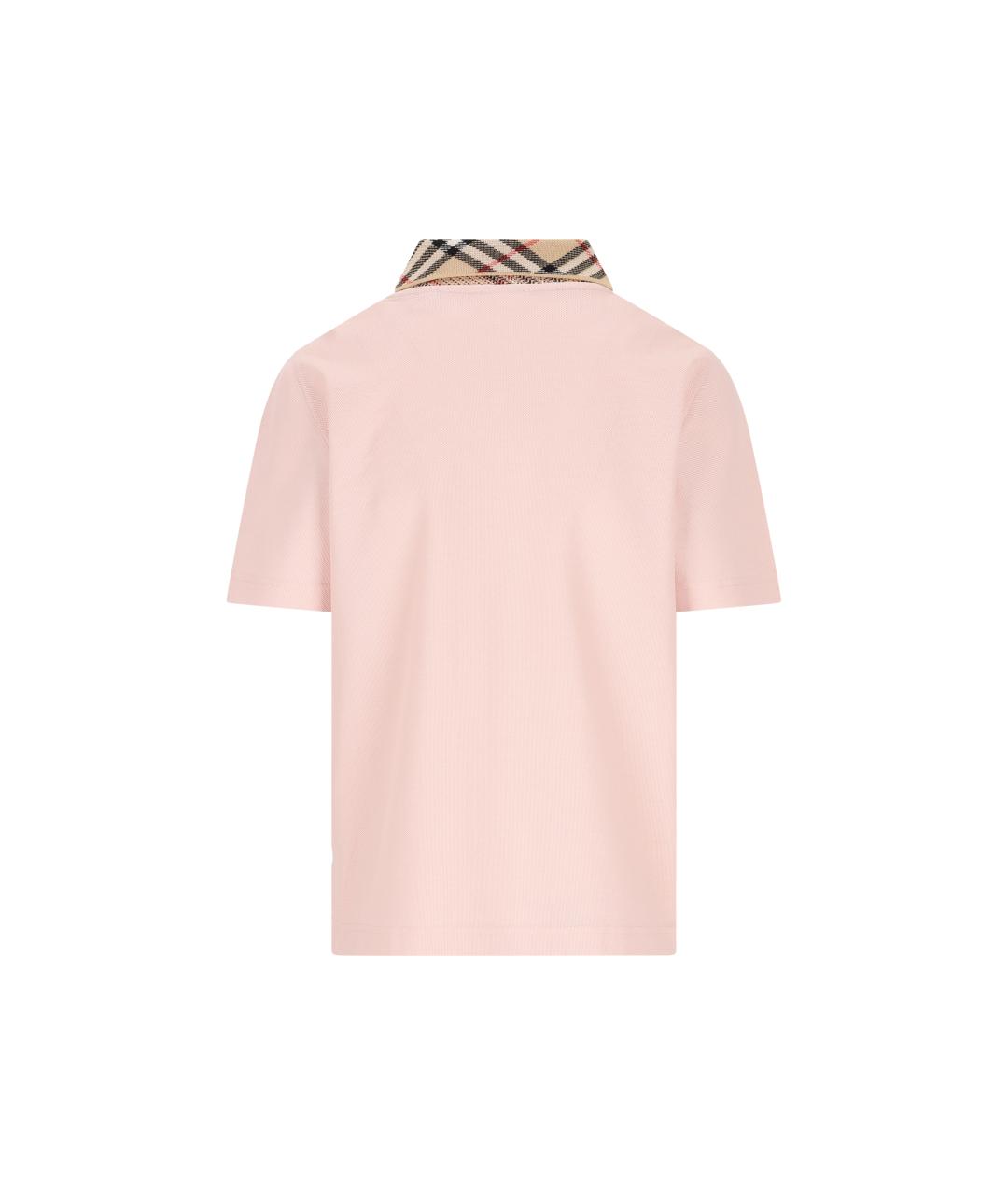 BURBERRY Розовая хлопковая футболка, фото 2