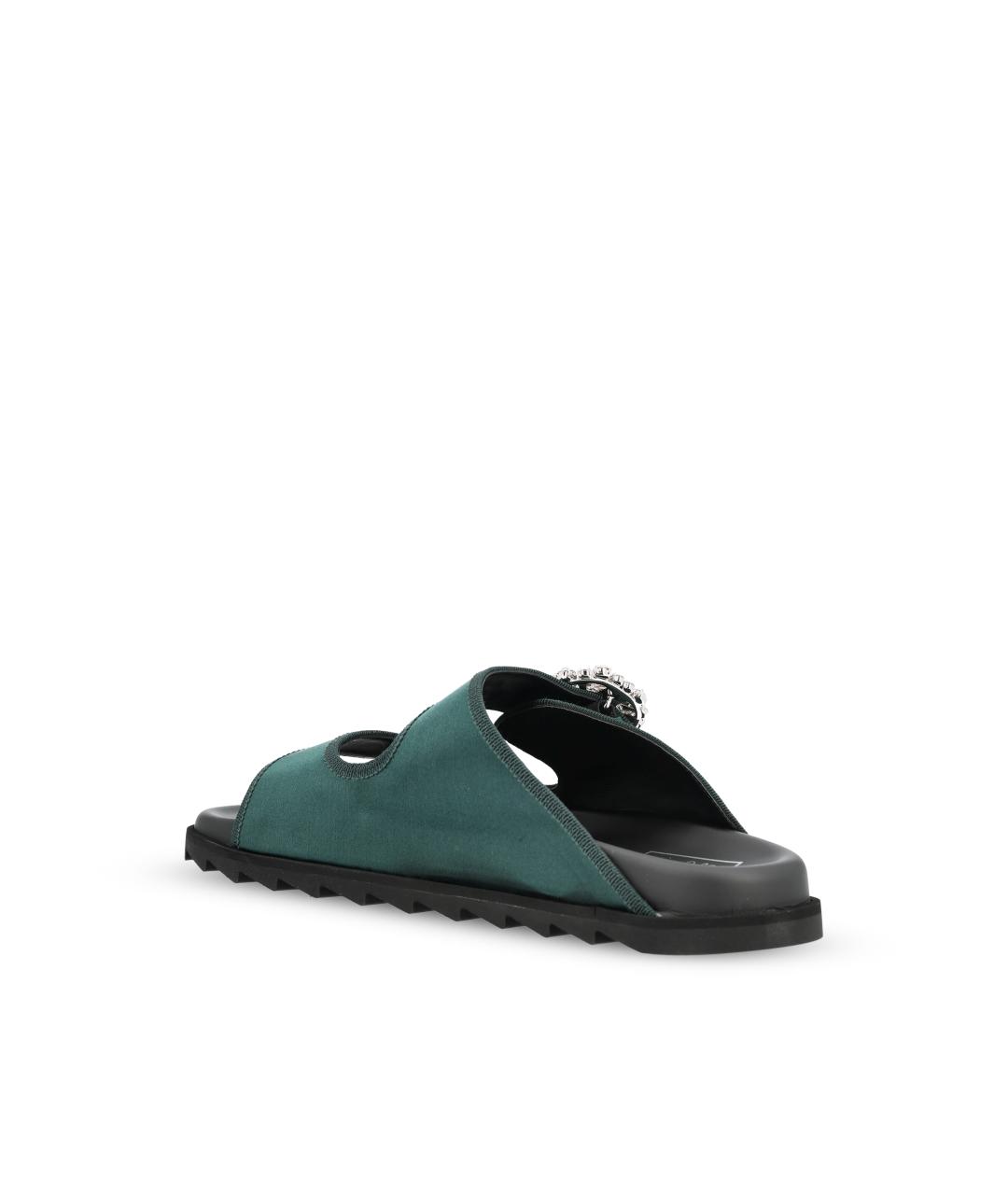 ROGER VIVIER Зеленые текстильные шлепанцы, фото 3