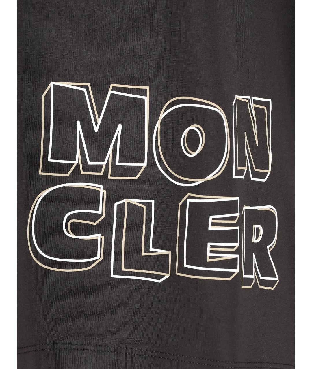 MONCLER KIDS Черная хлопковая детская футболка, фото 4