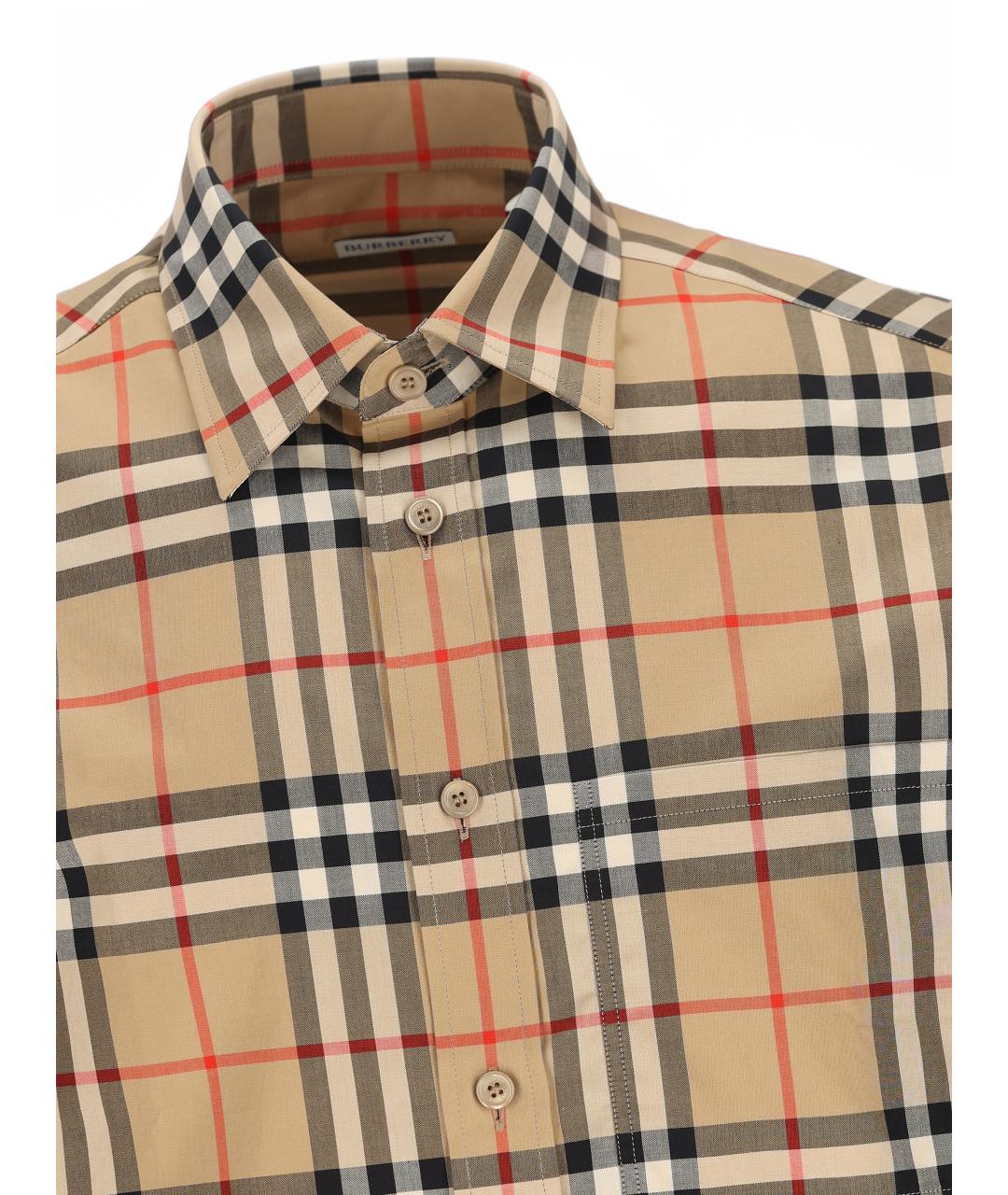 BURBERRY Бежевая хлопковая кэжуал рубашка, фото 3