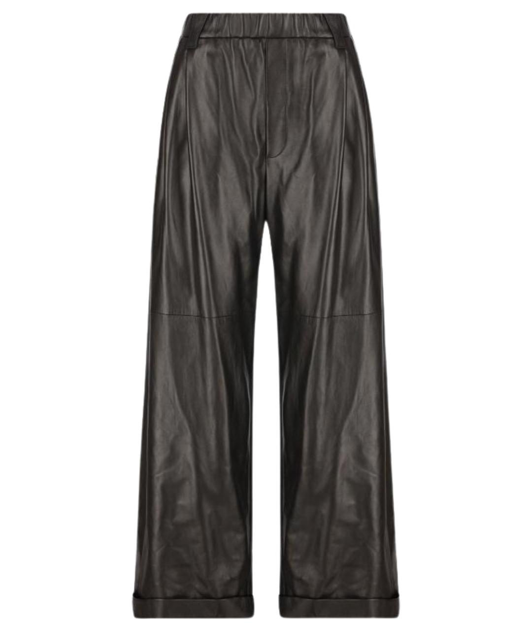 BRUNELLO CUCINELLI Черные кожаные брюки широкие, фото 1