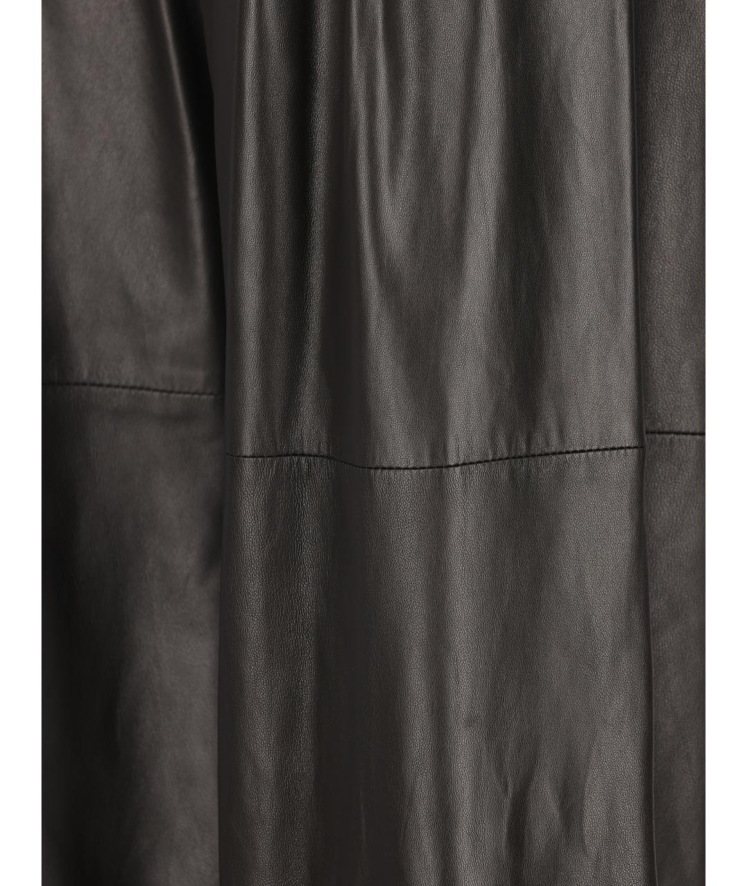 BRUNELLO CUCINELLI Черные кожаные брюки широкие, фото 3