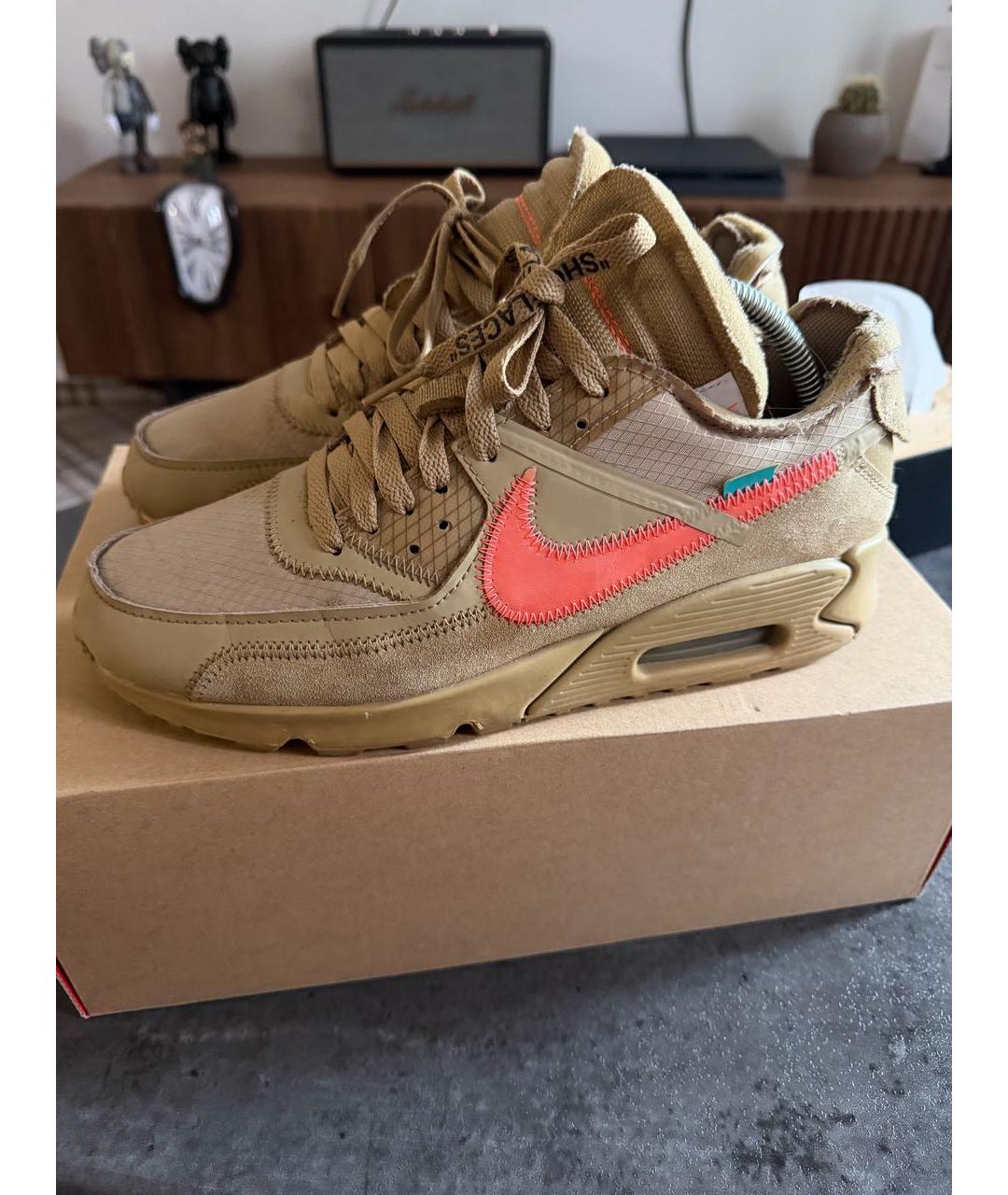 NIKE X OFF-WHITE Бежевые текстильные низкие кроссовки / кеды, фото 3