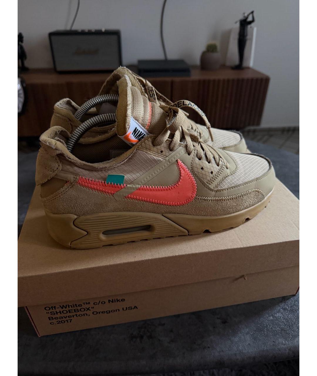 NIKE X OFF-WHITE Бежевые текстильные низкие кроссовки / кеды, фото 5