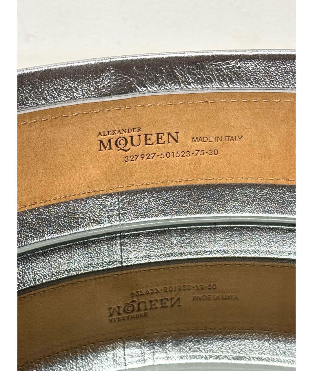 ALEXANDER MCQUEEN Серебряный кожаный ремень, фото 4