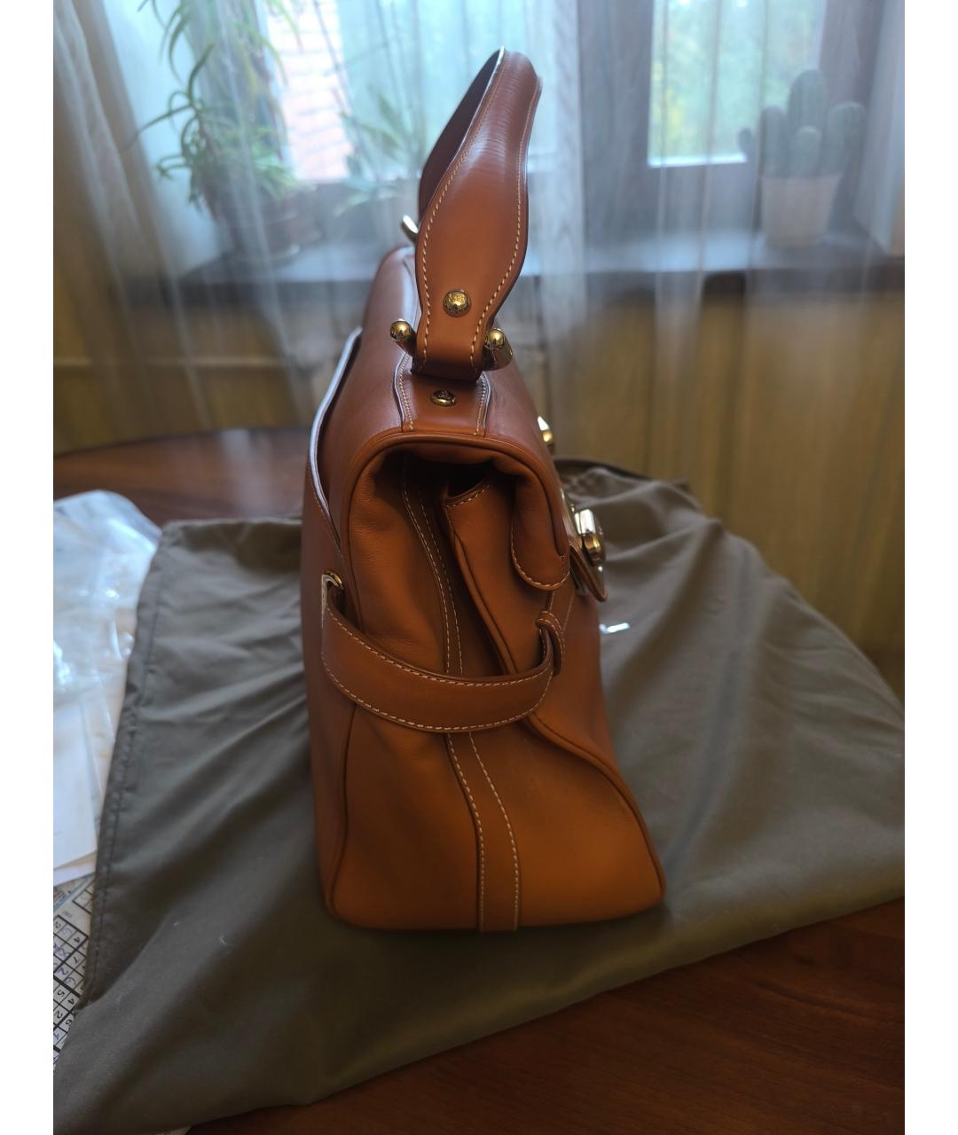 LANCEL Коричневая кожаная сумка с короткими ручками, фото 2
