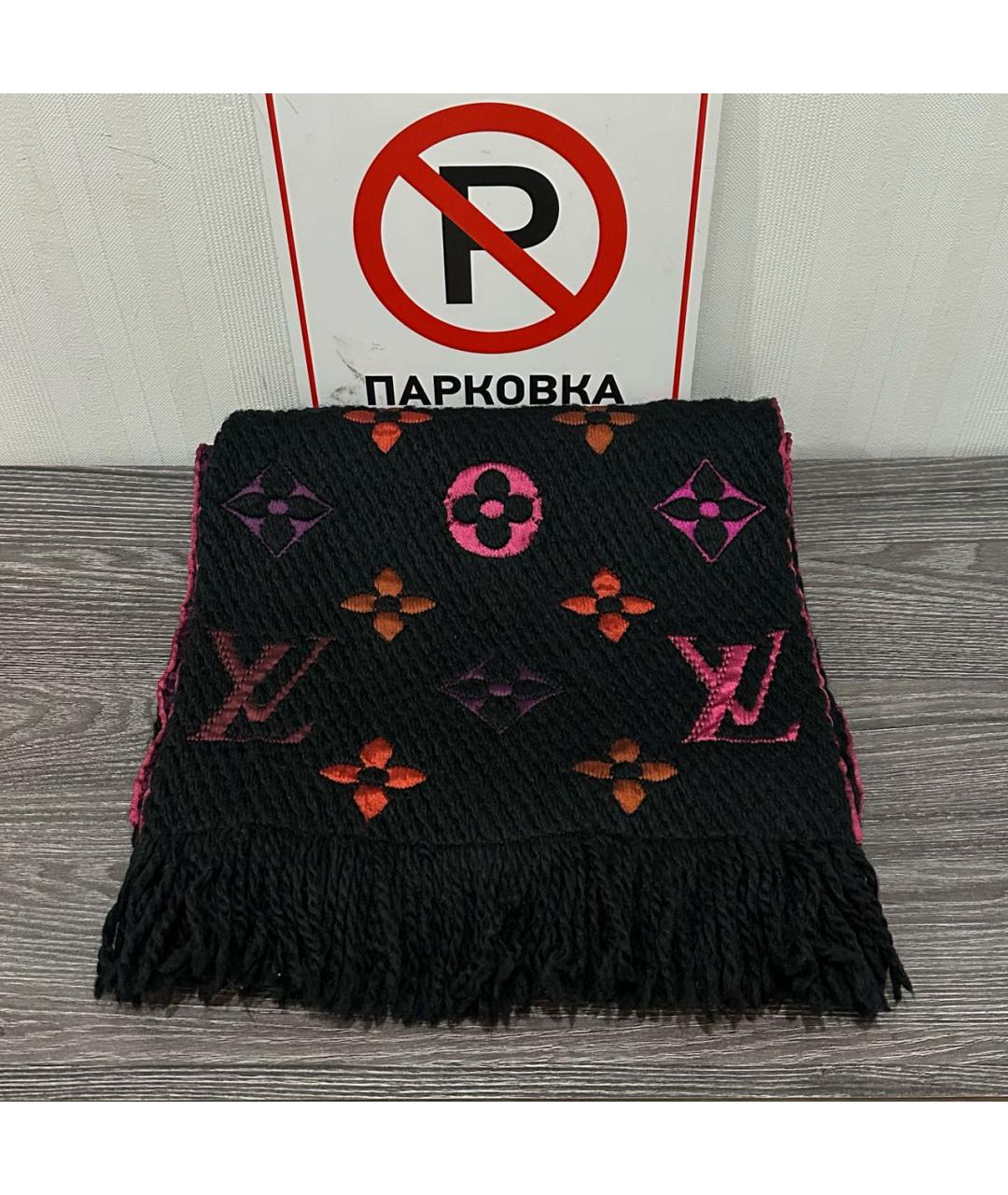 LOUIS VUITTON Черный шерстяной шарф, фото 6