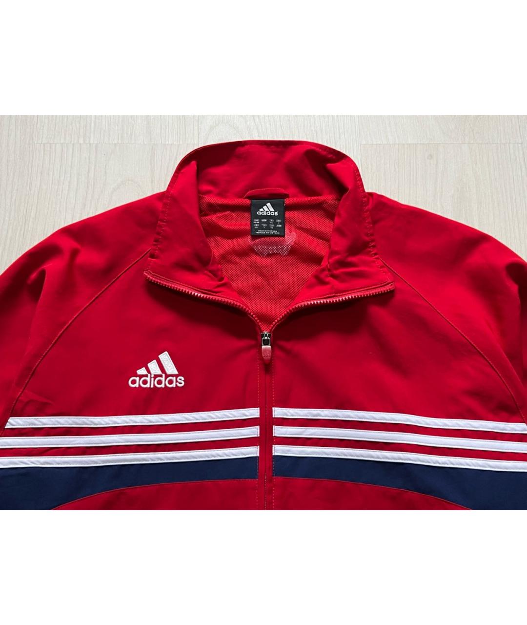 ADIDAS Красная нейлоновая спортивная куртка, фото 3
