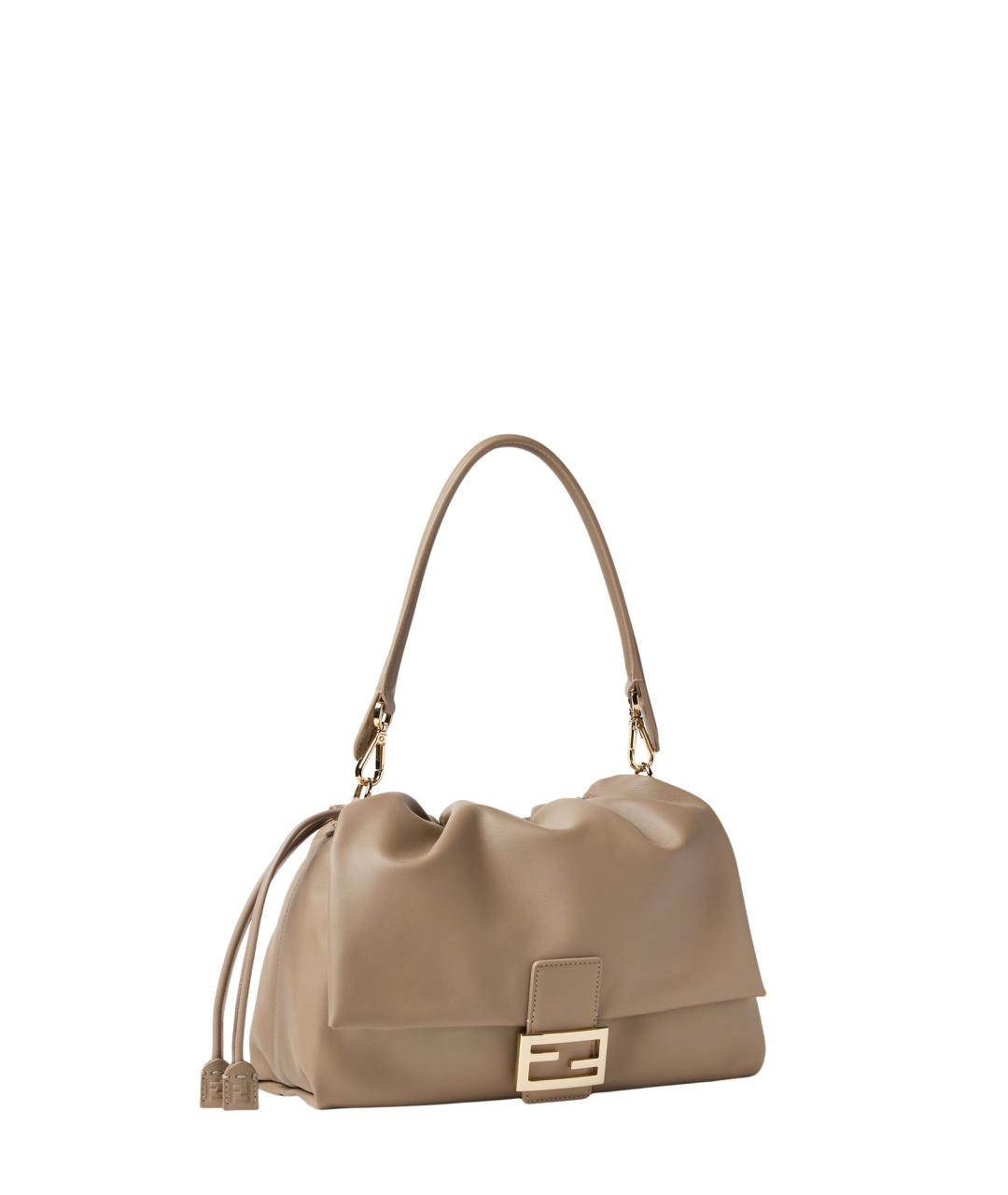 FENDI Бежевая кожаная сумка через плечо, фото 2