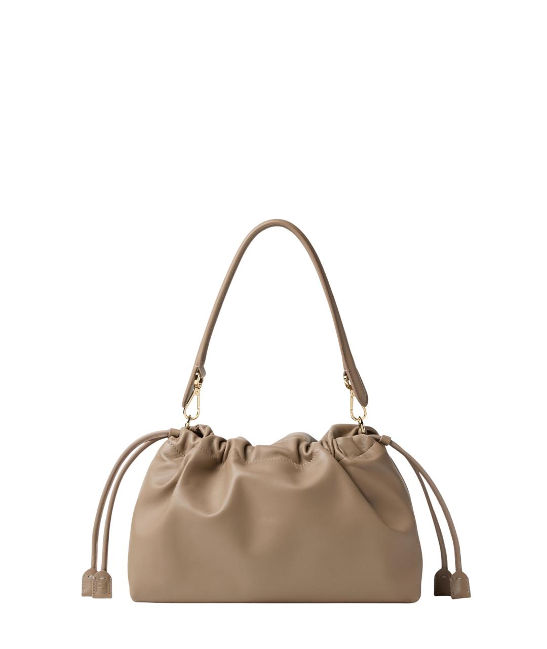 FENDI Бежевая кожаная сумка через плечо, фото 3