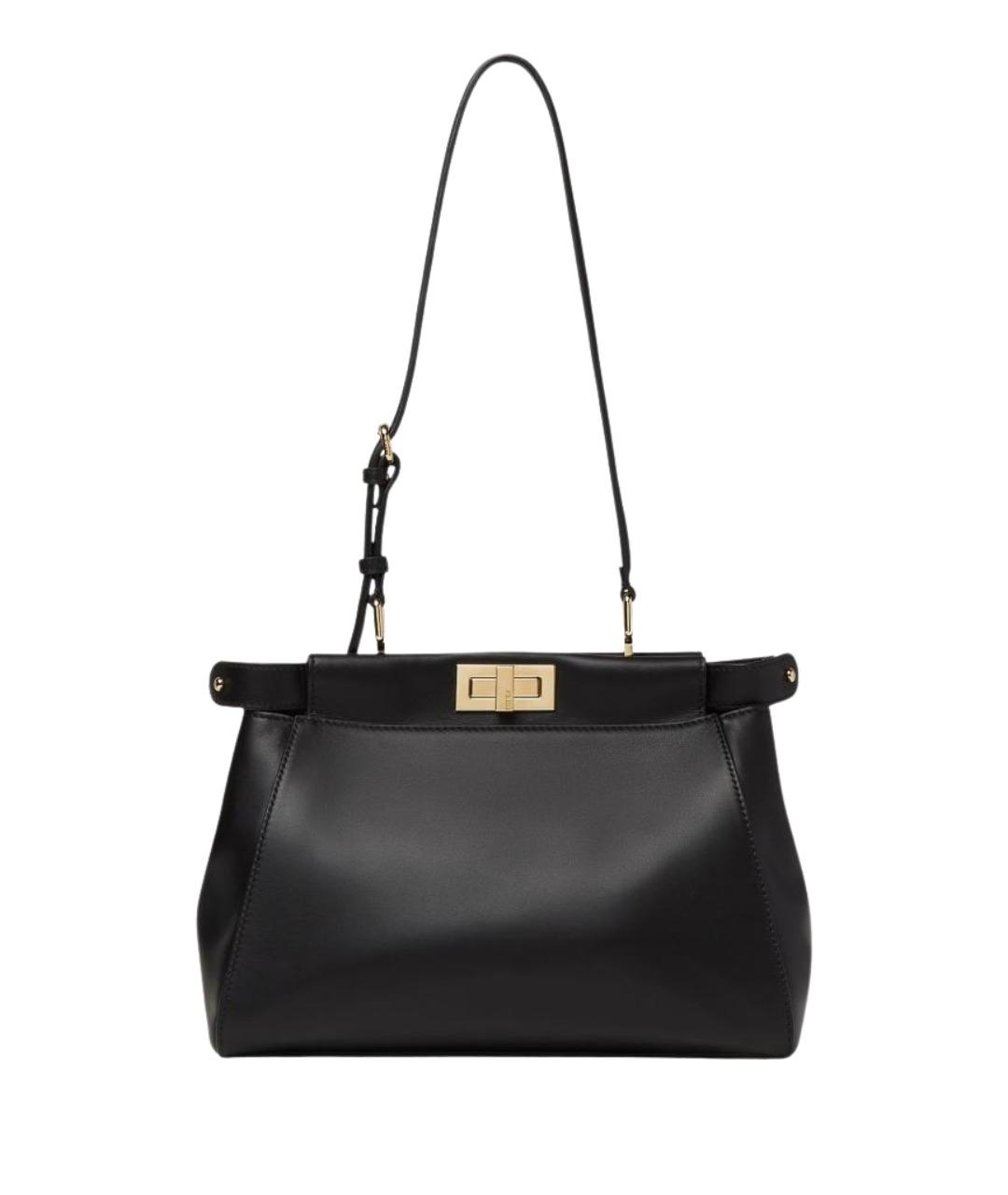 FENDI Черная кожаная сумка тоут, фото 1