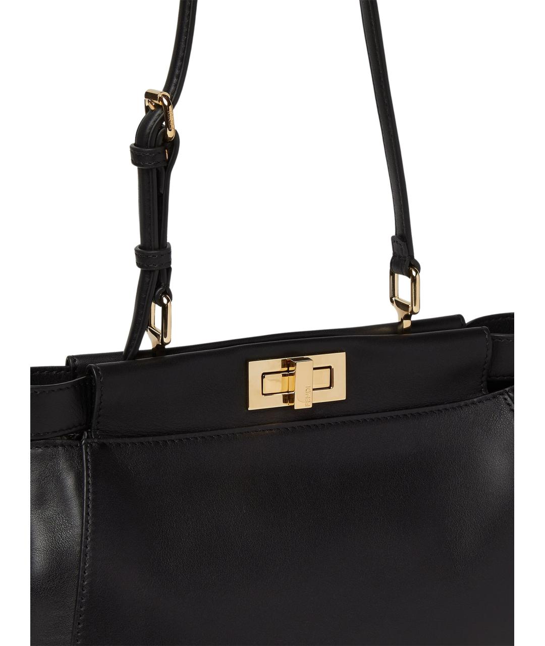 FENDI Черная кожаная сумка тоут, фото 5