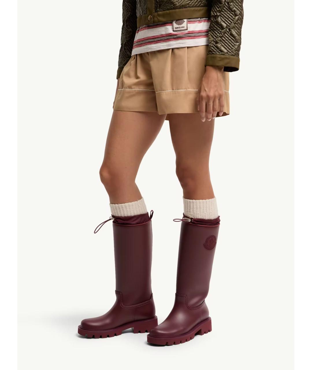 MONCLER Бордовые резиновые сапоги, фото 6
