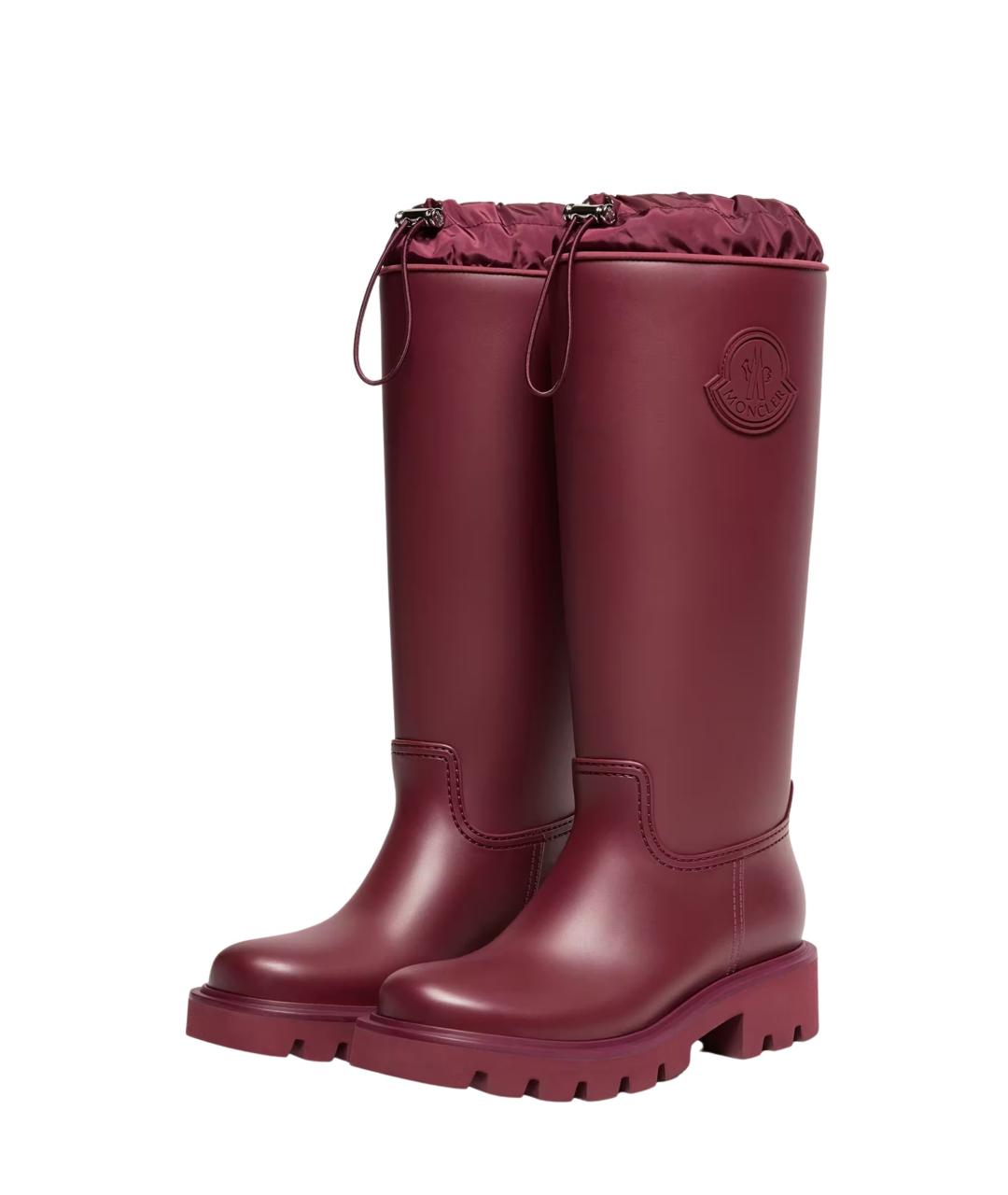 MONCLER Бордовые резиновые сапоги, фото 2
