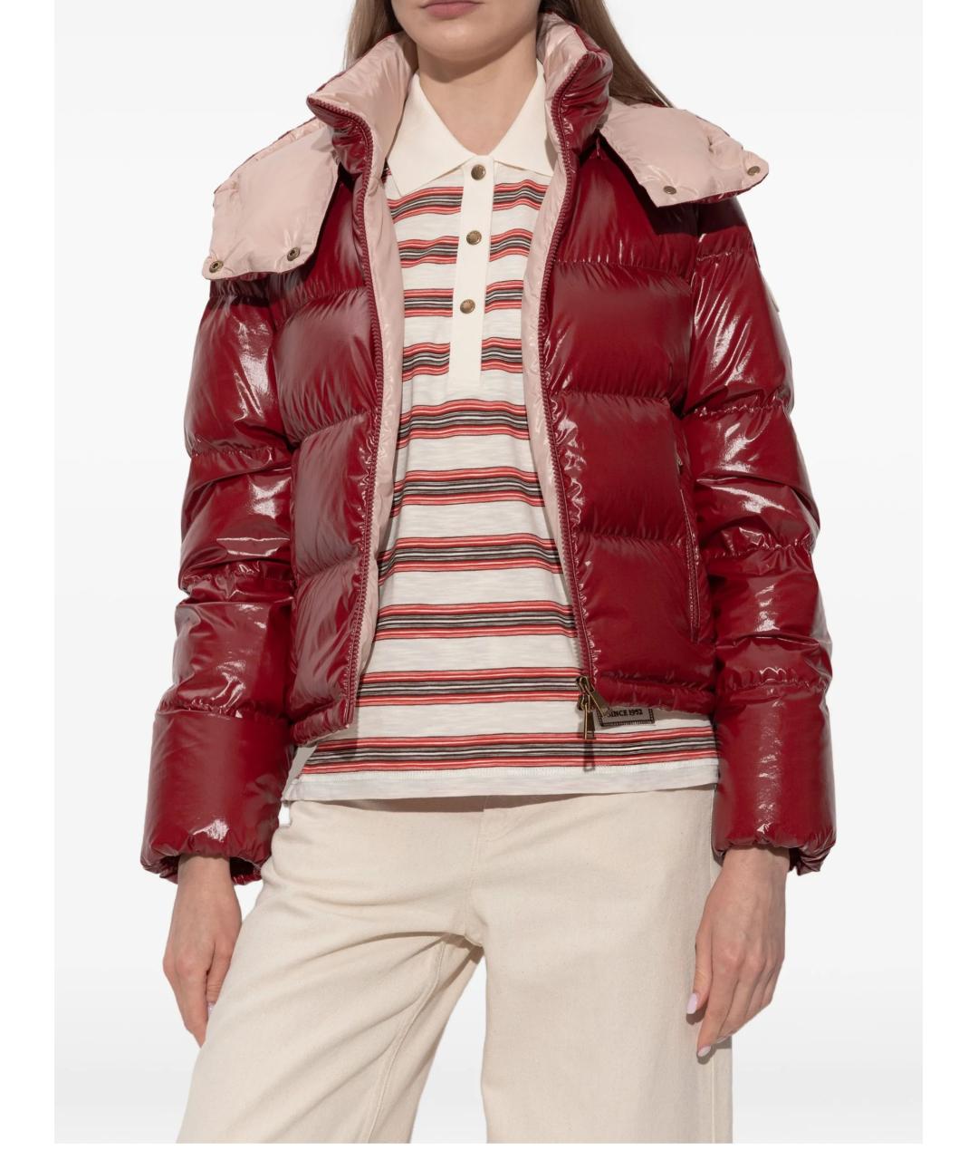 MONCLER Красный нейлоновый пуховик, фото 3