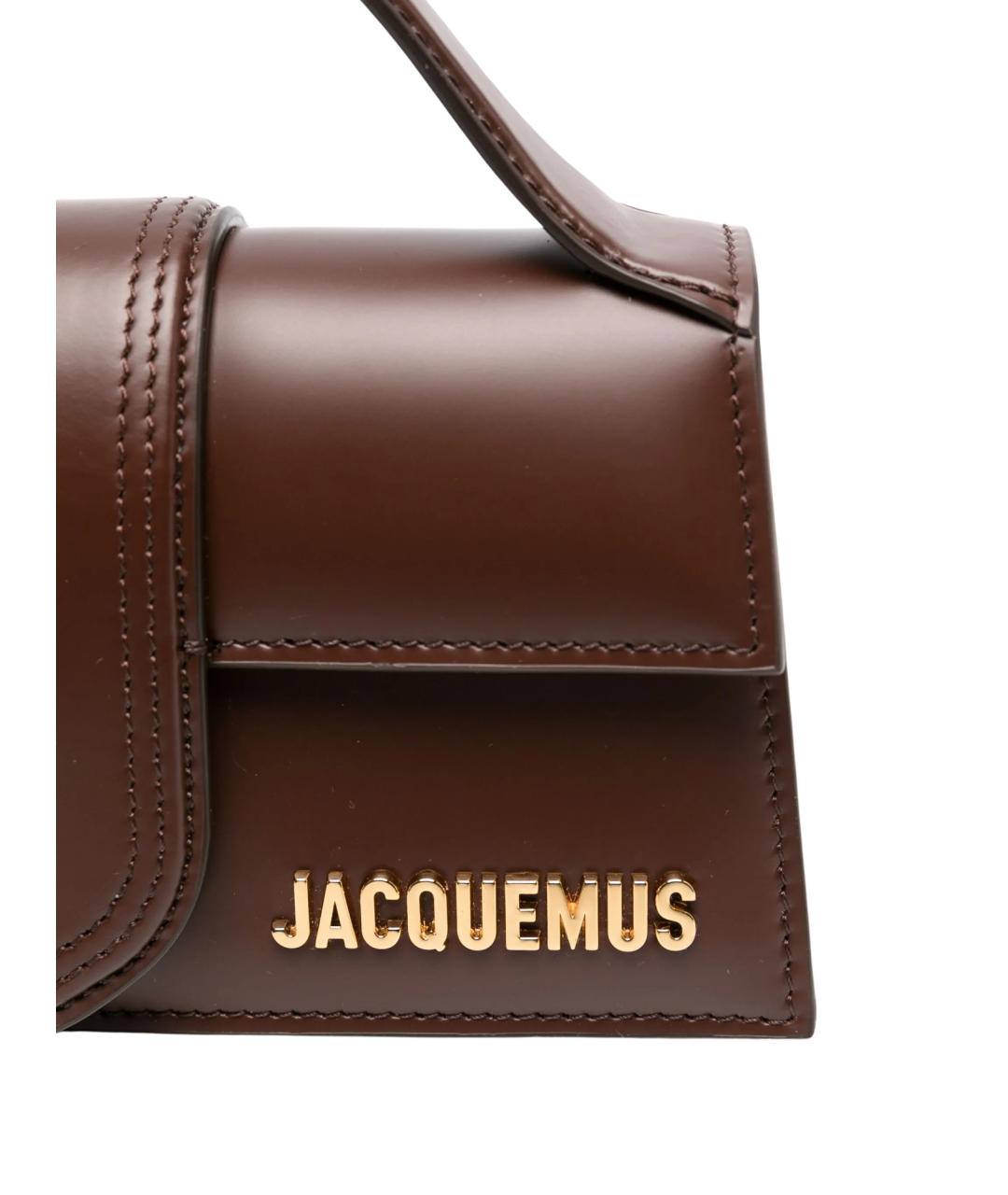 JACQUEMUS Коричневая кожаная сумка с короткими ручками, фото 3