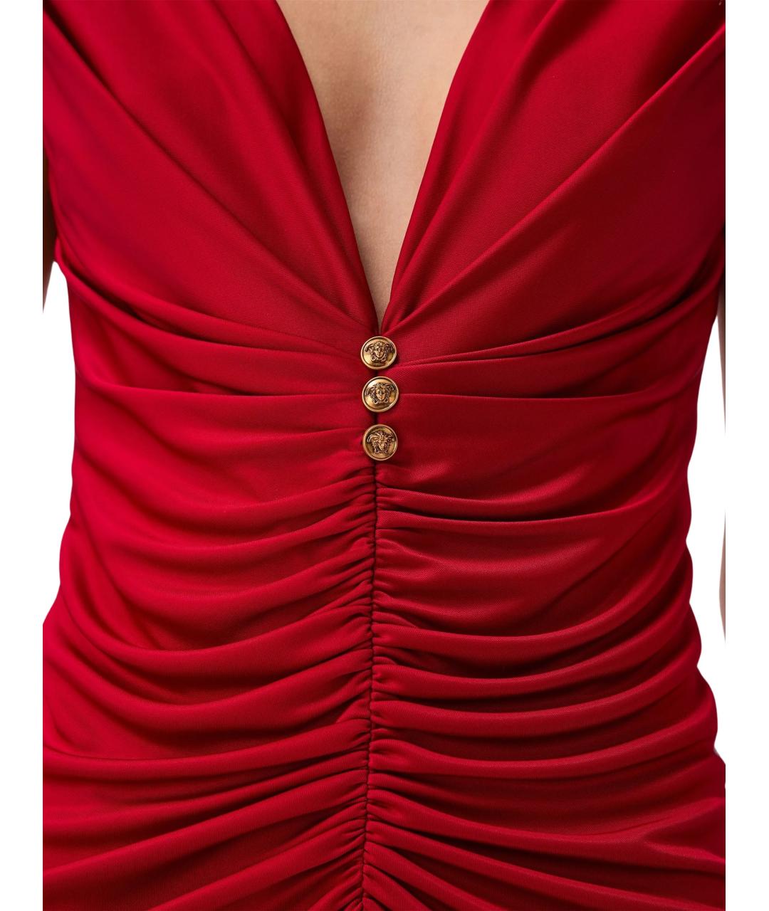 VERSACE Красное вискозное вечернее платье, фото 4