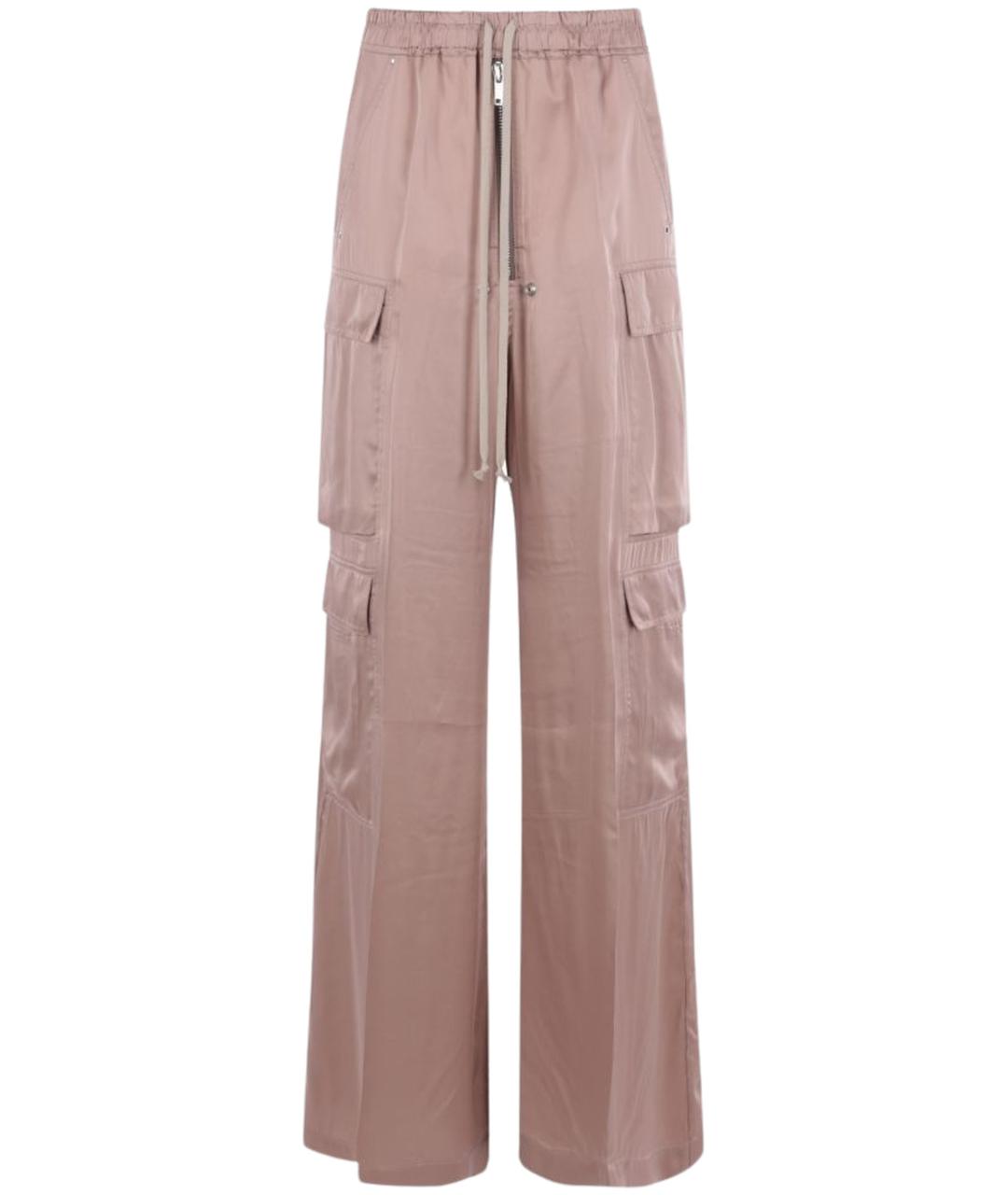 RICK OWENS Розовые вискозные прямые брюки, фото 1