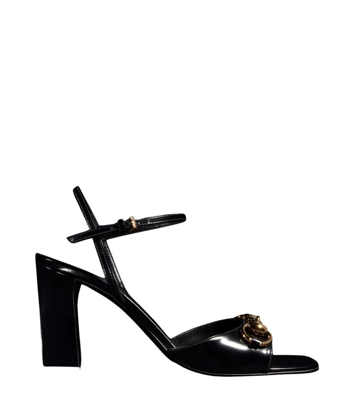 GUCCI Черные кожаные босоножки, фото 6