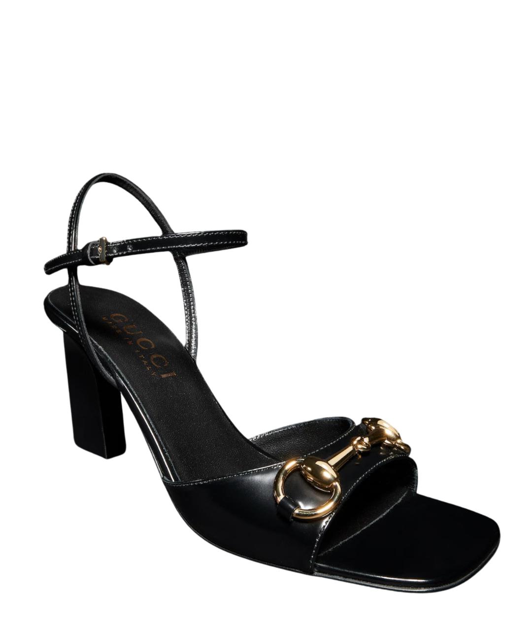 GUCCI Черные кожаные босоножки, фото 2