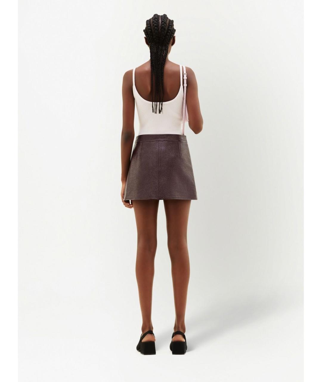 COURREGES Бордовая хлопковая юбка мини, фото 4