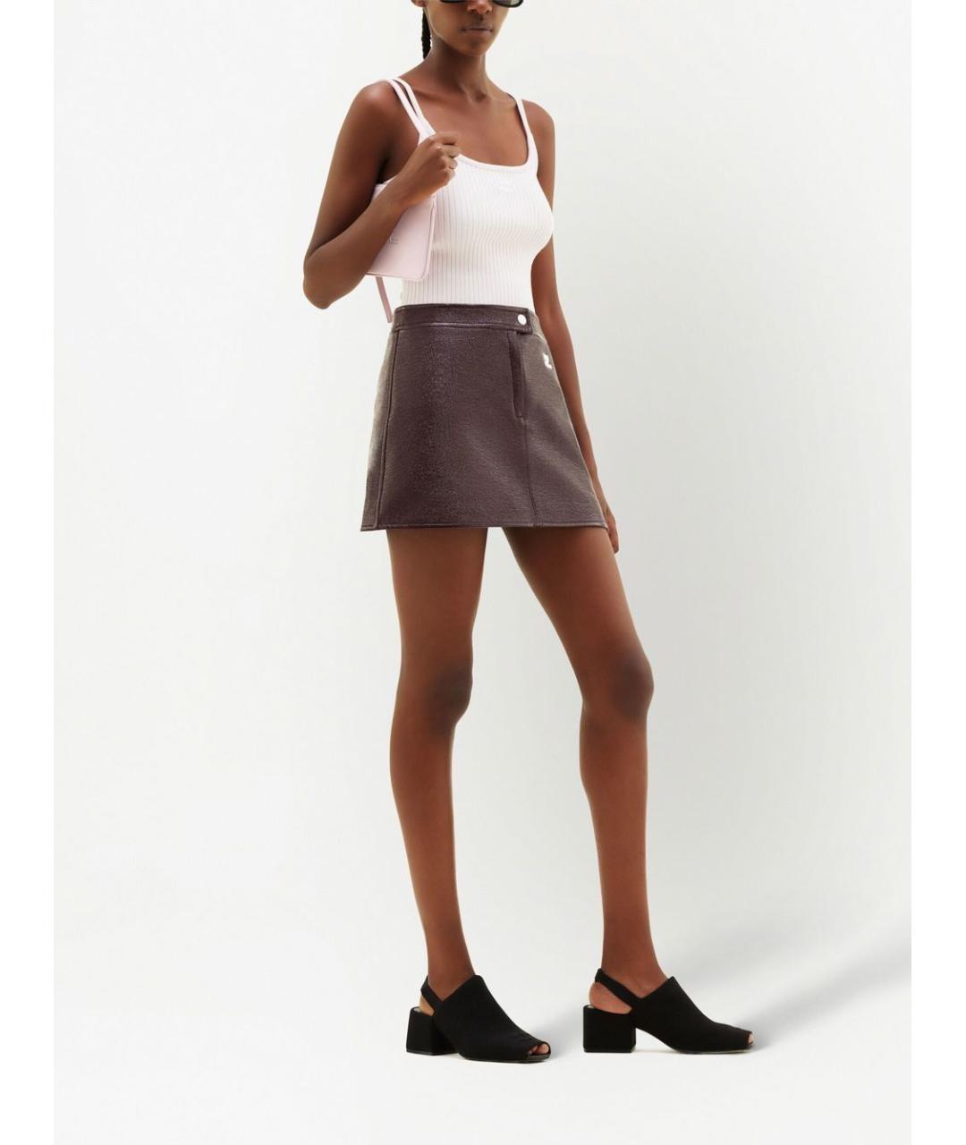 COURREGES Бордовая хлопковая юбка мини, фото 3