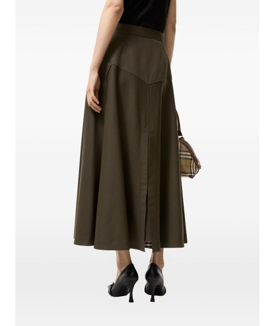 BURBERRY Коричневая шерстяная юбка миди, фото 2