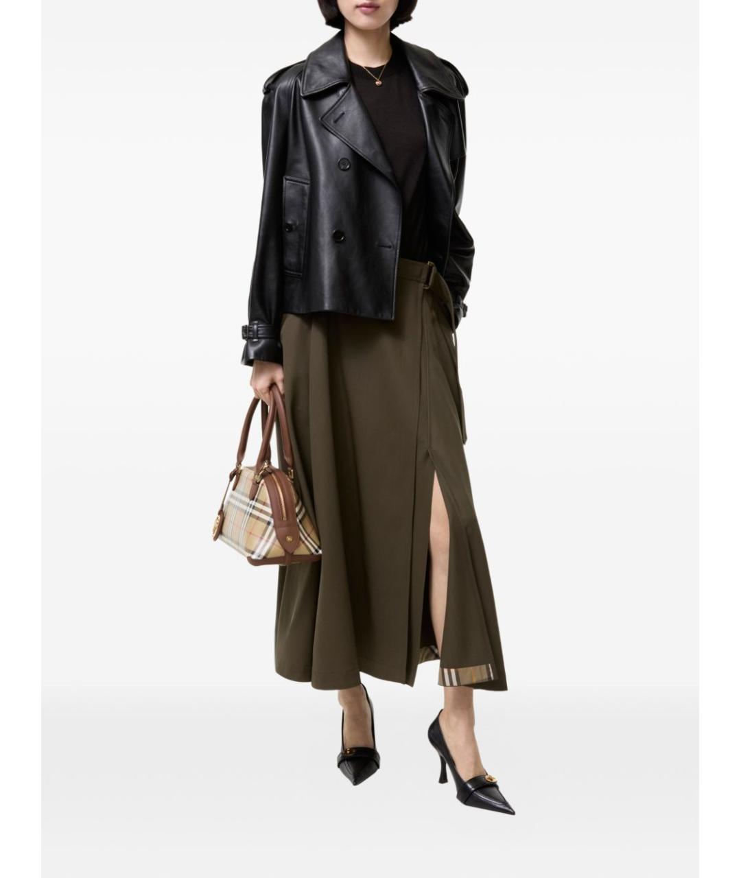 BURBERRY Коричневая шерстяная юбка миди, фото 3