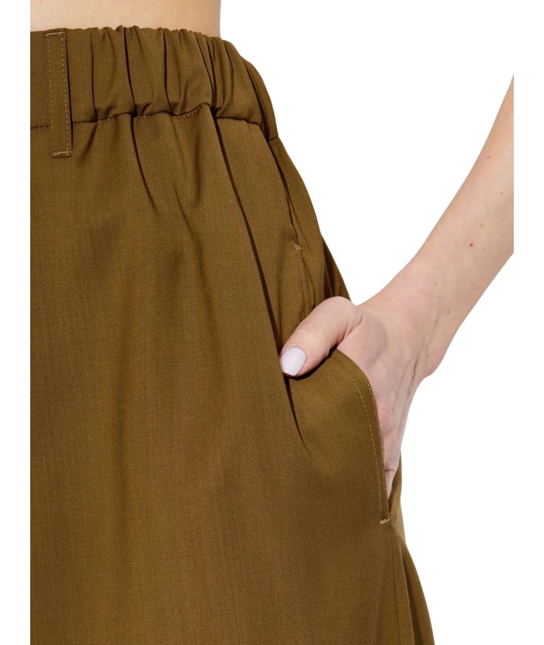 MAX MARA Хаки шерстяные прямые брюки, фото 4