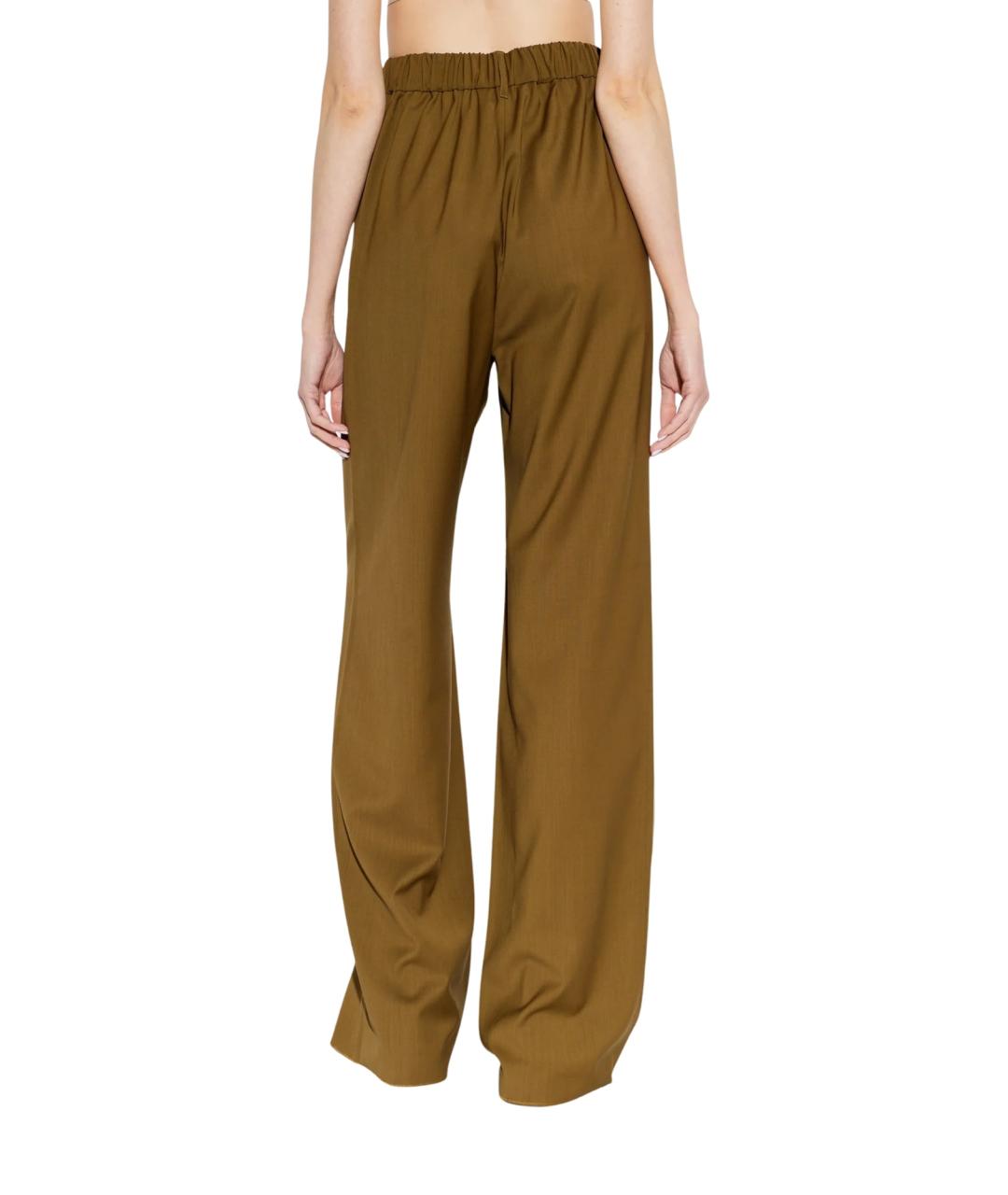 MAX MARA Хаки шерстяные прямые брюки, фото 3