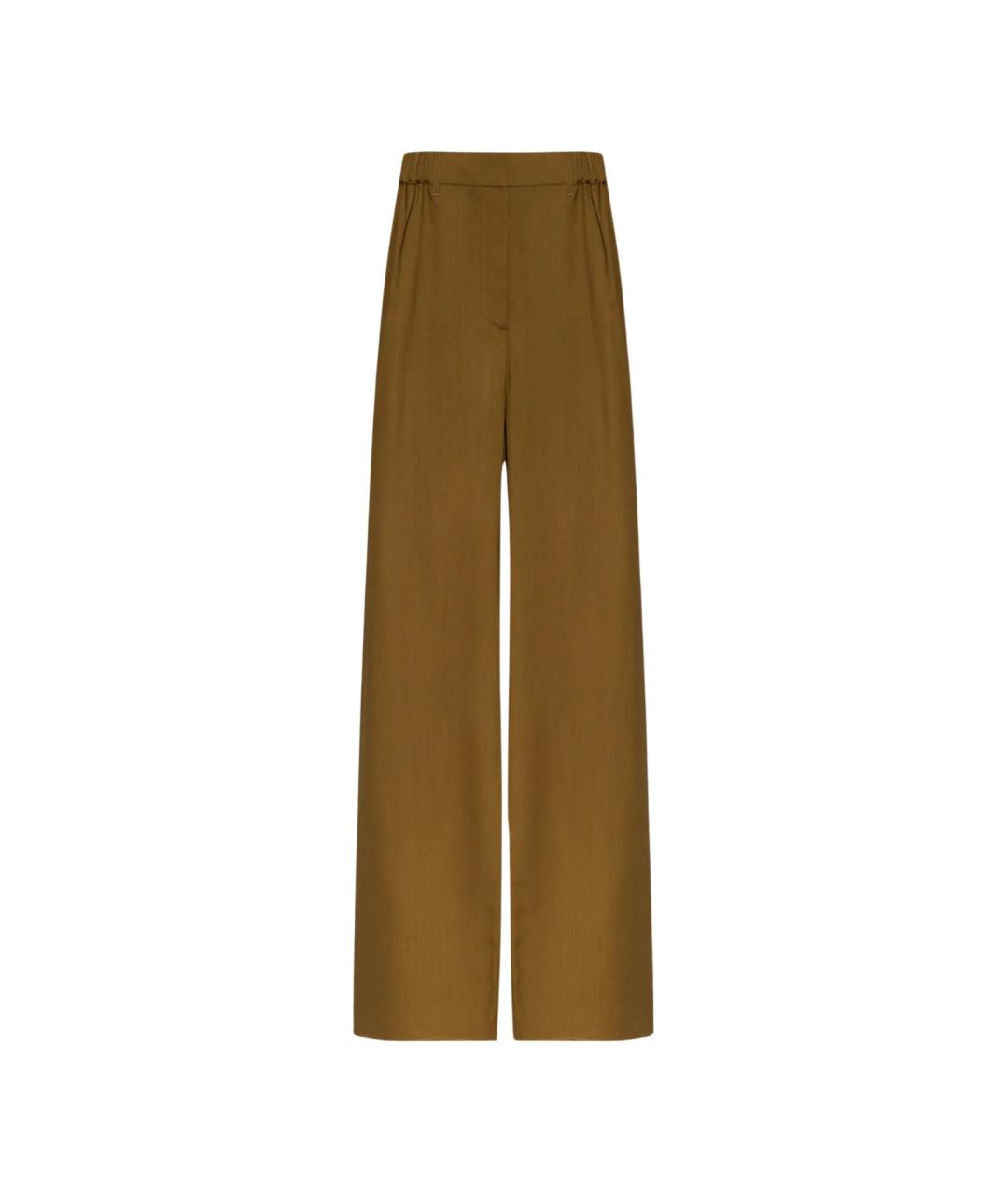 MAX MARA Хаки шерстяные прямые брюки, фото 1