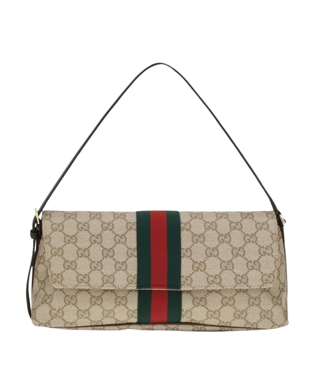 GUCCI Бежевая сумка через плечо из канвы, фото 1