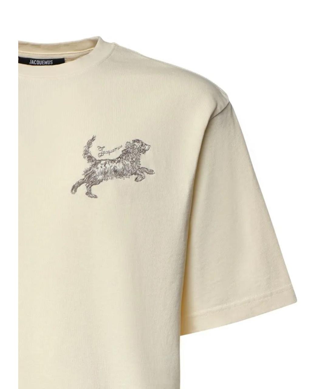 JACQUEMUS Бежевая хлопковая футболка, фото 3