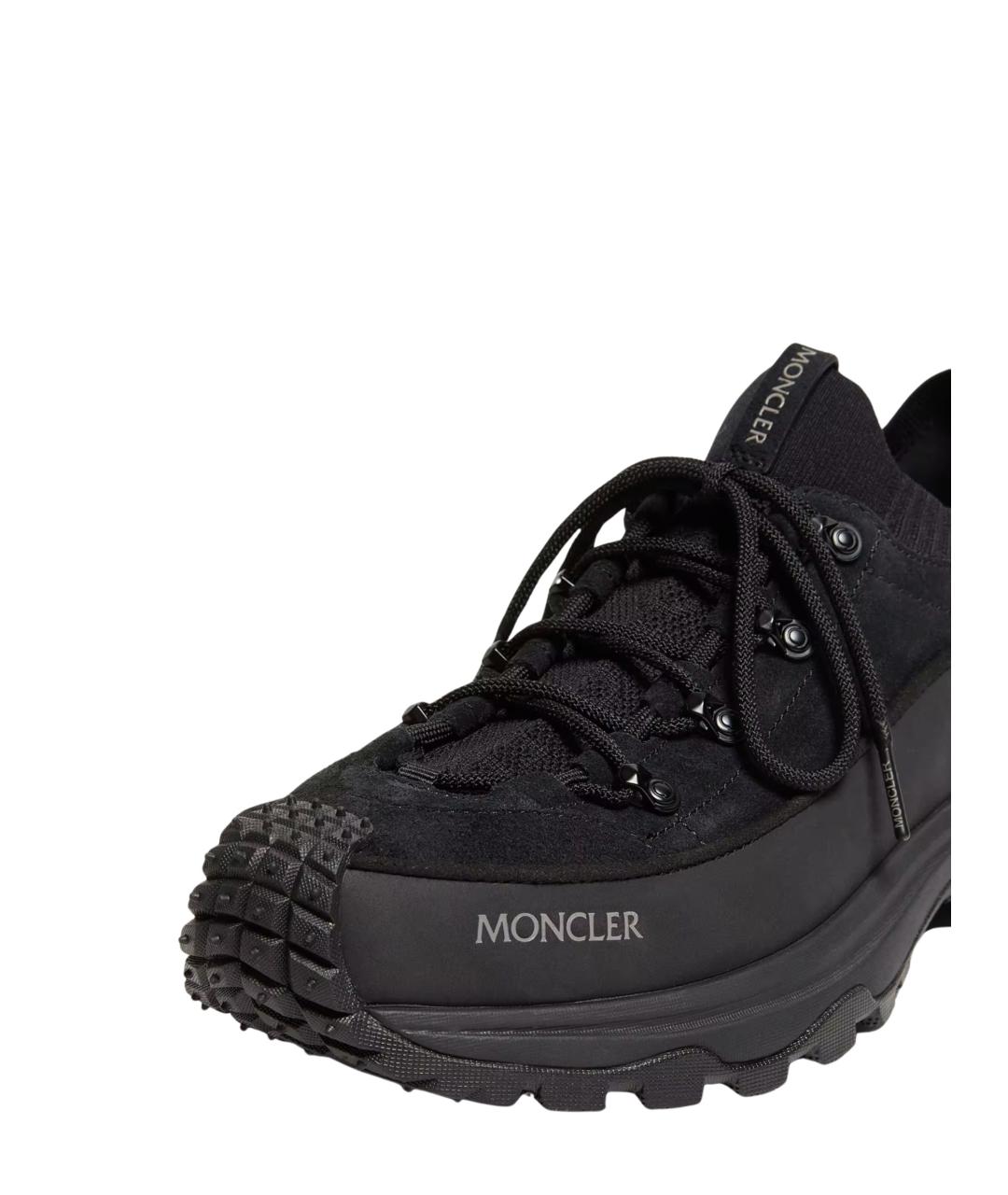 MONCLER Черные текстильные низкие кроссовки / кеды, фото 5