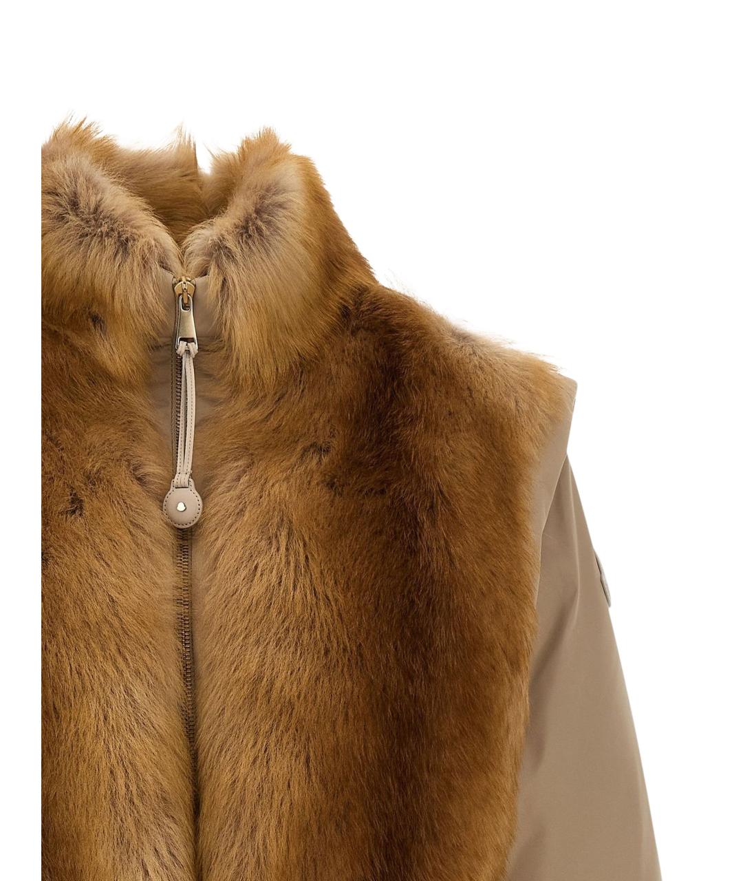 MONCLER Коричневый нейлоновый пуховик, фото 4