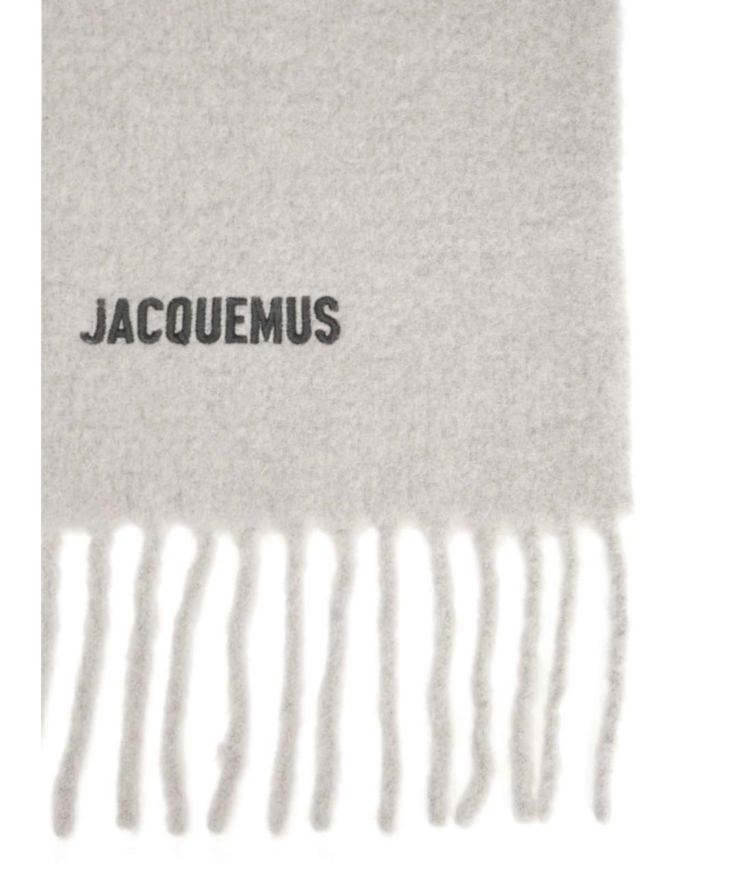JACQUEMUS Серый шерстяной шарф, фото 2
