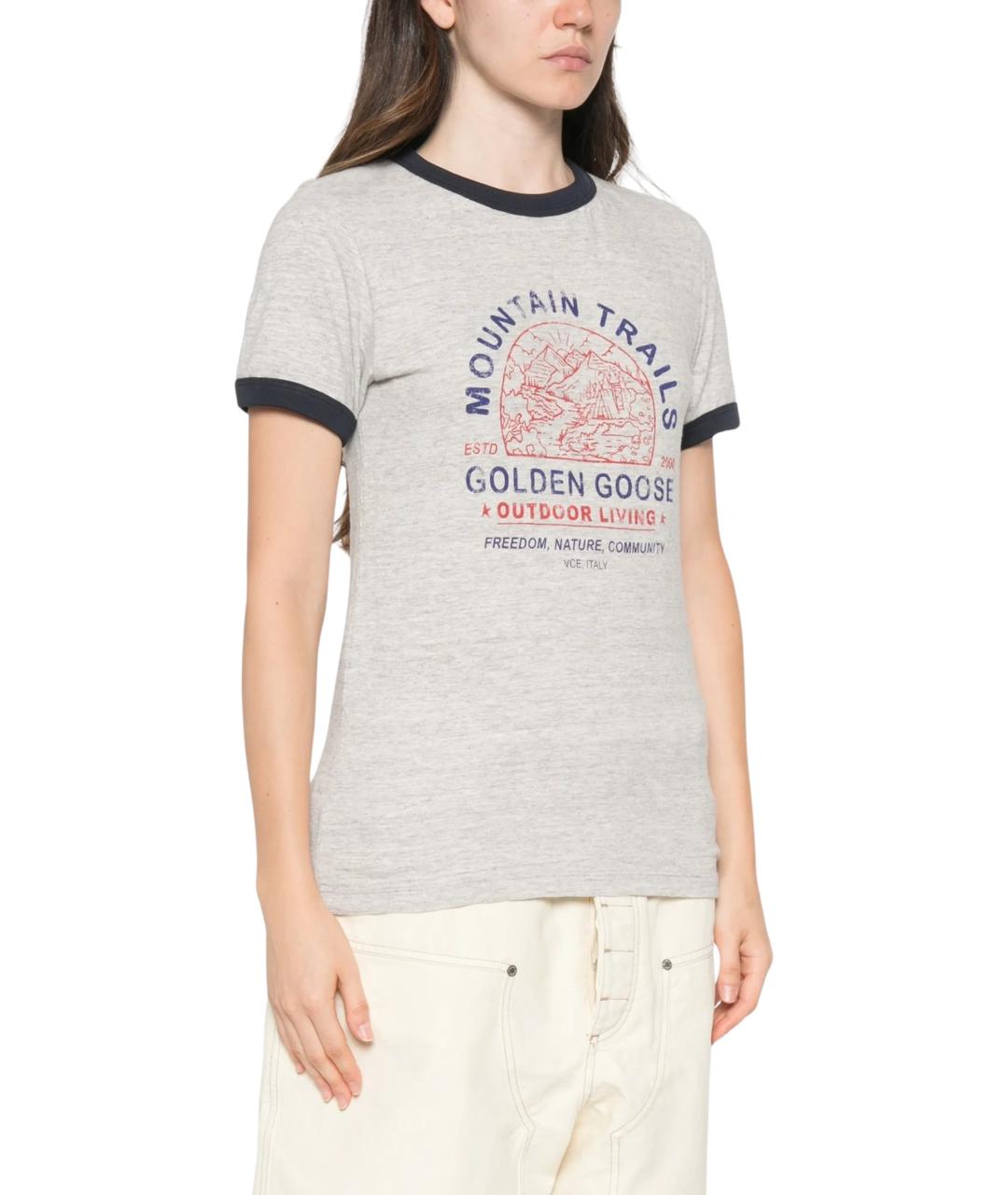 GOLDEN GOOSE Серая хлопковая футболка, фото 2