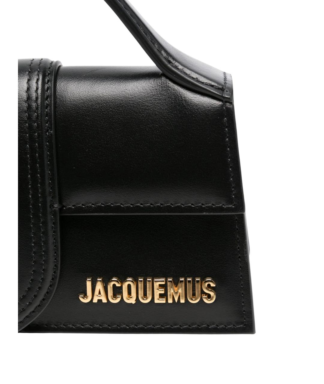JACQUEMUS Черная кожаная сумка с короткими ручками, фото 3