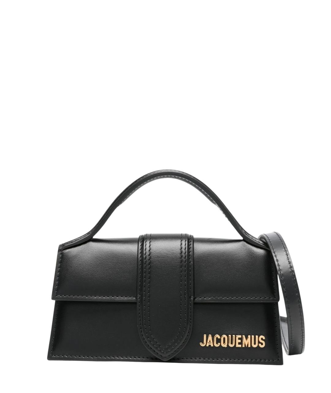 JACQUEMUS Черная кожаная сумка с короткими ручками, фото 1