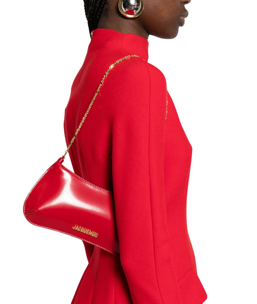 JACQUEMUS Красная кожаная сумка через плечо, фото 5