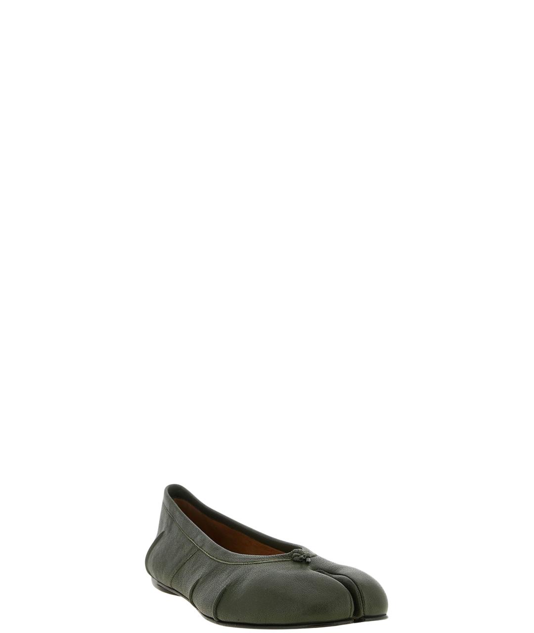 MAISON MARGIELA Зеленые кожаные балетки, фото 2